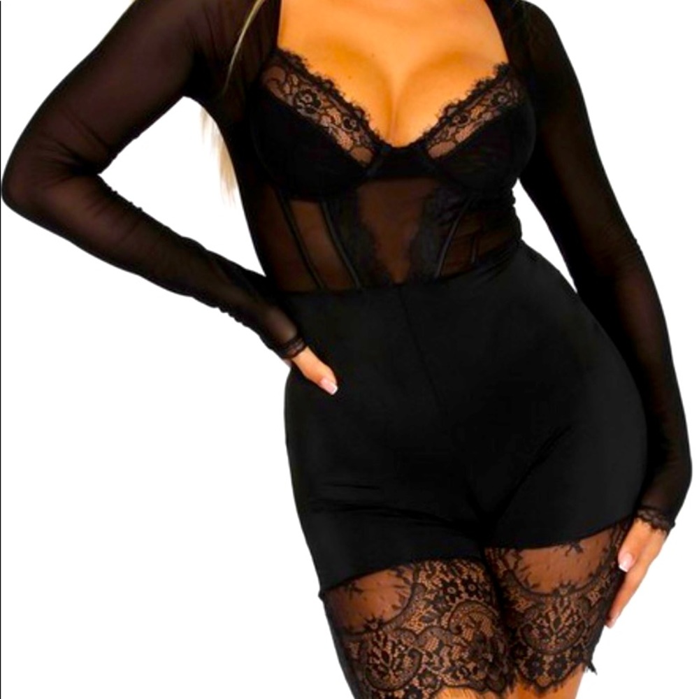 Long-Sleeve Lace Jumpsuit